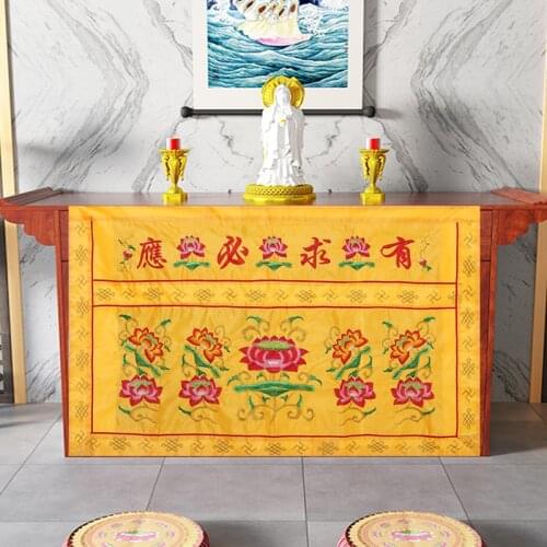 Wholesale Buddhist supplies 150cm Buddhism HOME Temple Worship Buddha Embroidery Altar table enclosure wall Hanging Curtain