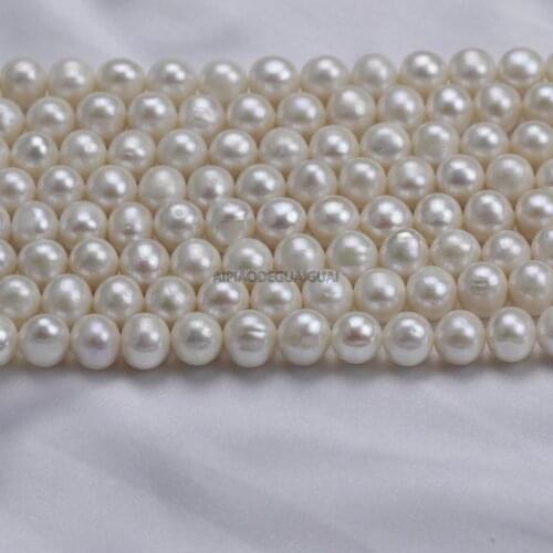 APDGG Genuine wholesale 5strands 9mm AA- white off round white pearl strands loose beads women lady jewelry DIY