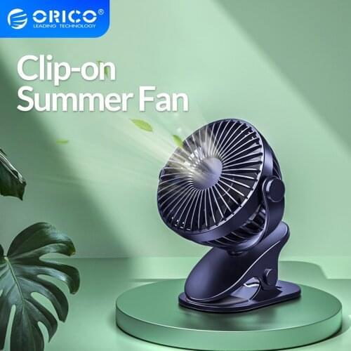 ORICO Summer Fan Clip-on Desk USB Fan Small 360 Degree Rotation Cooling Perfect Strong Airflow 3 Speeds for Office Home Outdoor