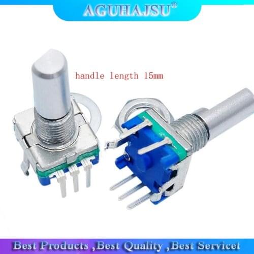 2PCS Half axis rotary encoder, handle length 15mm code switch/ EC11 / digital potentiometer with switch 5Pin