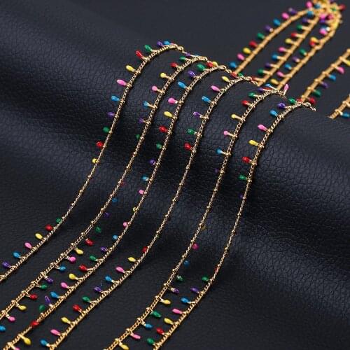 1 Meter Stainless Steel Gold Plated Clips Enamel Dripping Chain for DIY Jewelry Making Supplies Findings Luxury Accessories