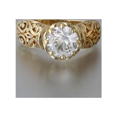 Simple and Shining Zircon Ring, Engraved Vintage Flower Shape Ring, Wedding Reception Jewellery