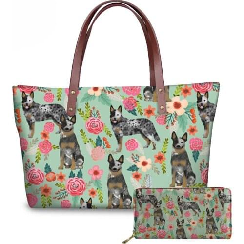 NOISYDESIGNS Top-handle Bags Luxury Handbags Women Bags Designer Australian Cattle Dog Printing Wallets and Bags for Ladies 2018