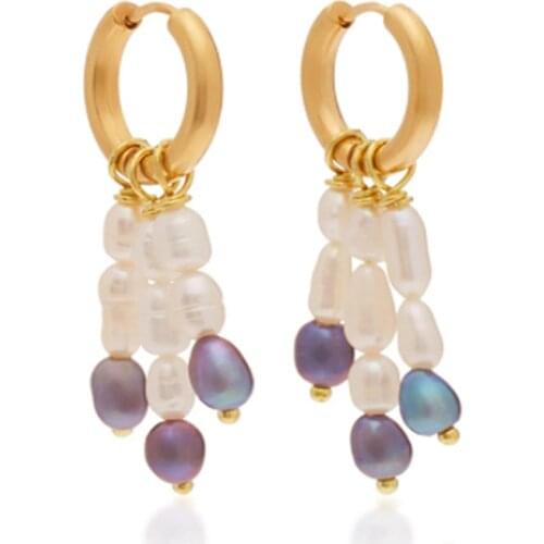 Freshwater baroque Pearl Earrings For Women Long Golden Cowrie Shell Earings Boho Jewelry oorbellen pendientes mujer moda aretes