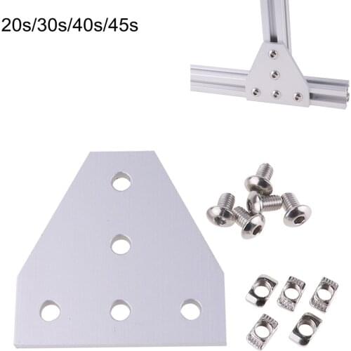 Strong Corner Angle Bracket Connection Joint Strip Board for Aluminum Profile 2020 3030 4040 4545 with 5 holes