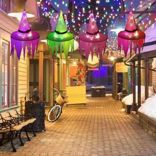 Halloween LED Luminous Serrated Ghost Hat Can Be Worn on The Head or As A Pendant Witch Hat Garden Hotel Wedding Decoration