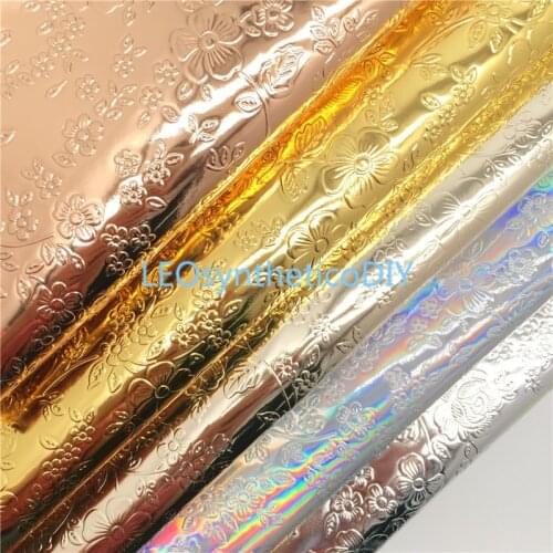 1PC 21X29CM Flowers Embossed Synthetic Leather Fabric, Faux Leather Sheets For Making Bows LEOsyntheticoDIY R123A