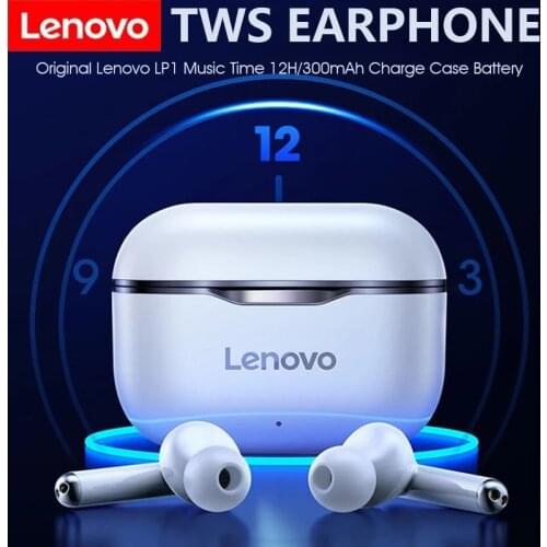 Lenovo LP1 TWS Earbuds Bluetooth 5.0 True Wireless Headphones Touch Control Sport Headset IPX4 Sweatproof Earphones with Mic