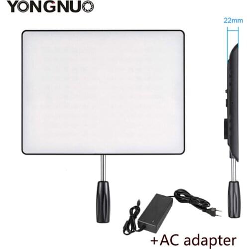 YONGNUO YN600 Air Ultra Thin LED Camera Video Light 3200K-5500K/5500K +AC Power Adapter For Canon Nikon Sony