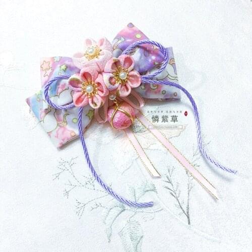 Cherry Blossom Bowknot Hair Clip Headdress Hairpin Handmade Cloth Flower Jewelry Kimono Hairpin Barrettes Hair Accessories