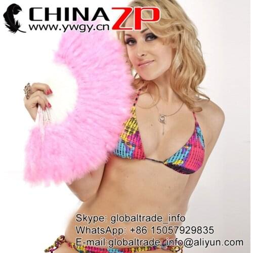 Yiwu ZP Crafts Co., Ltd Top Quality Dyed Pink Marabou Feather Hand Fan for Party Decorations