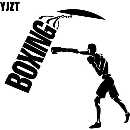 YJZT 16.8CM*15.9CM BOXING Boxer Fighter Creative Decoration Pattern Car Sticker Car Trunk Vinyl Decal Black/Silver C31-0337