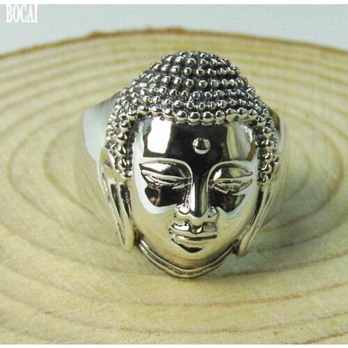 925 sterling silver jewelry silver Buddha head ring new food for men and women