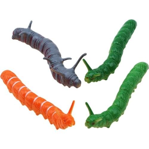 Simulation Caterpillar Fake Worm Crawling Insects Animal Plastic Worms Toys Halloween Prank Joke Toy For Kids Adult