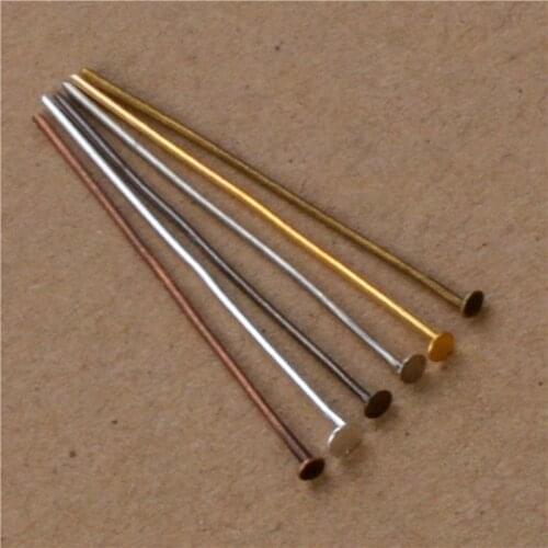 200pcs/bag 40 50 mm Flat Head Pins Dia 0.7mm Gold/Silver/Rhodium/Copper/Bronze Head Pins For Jewelry Making Accessories F118