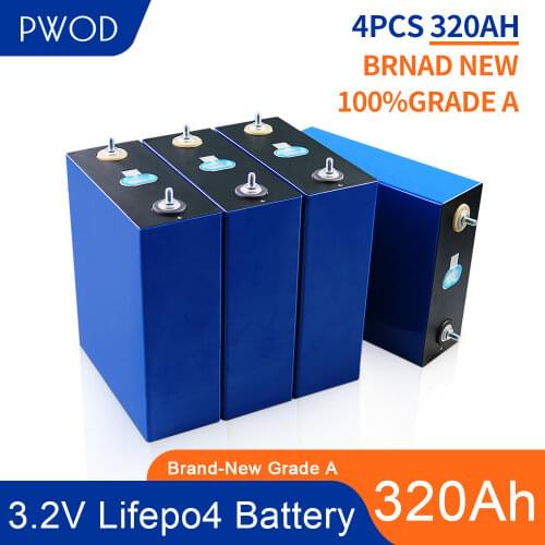 PWOD 3.2V 4pcs Lifepo4 310AH NEW 280AH Cells 320Ah Battery Pack 105AH 12v 90AH 24v 200AH 230AH Gread A For RV EU US TAX FREE
