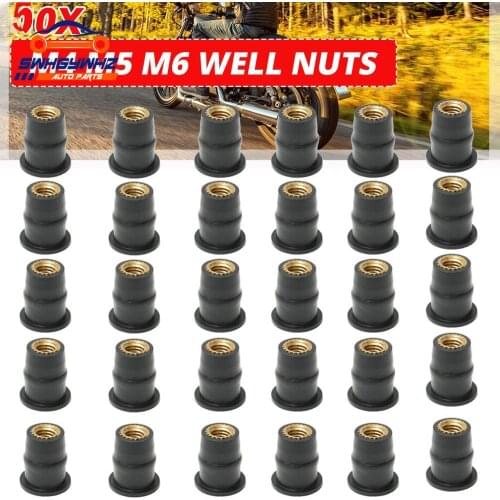 30PCS 50PCS Motorcycle M4 M5 M6 Metric Rubber Well Nuts Windscreen Windshield Fairing Cowls Fastener Screws Universal