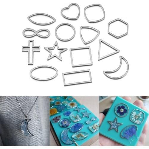 30pcs/bag Stainless Steel Geometric Earrings Hollow Frame Bezel Charms Epoxy Resin Pendant Tray For DIY Jewelry Making Supplies