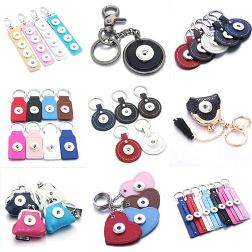 5Pcs/lot New Snap Jewelry PU Leather Keychains Fit 18mm 20mm Snap Buttons DIY Snap Keyring For Women Keychain