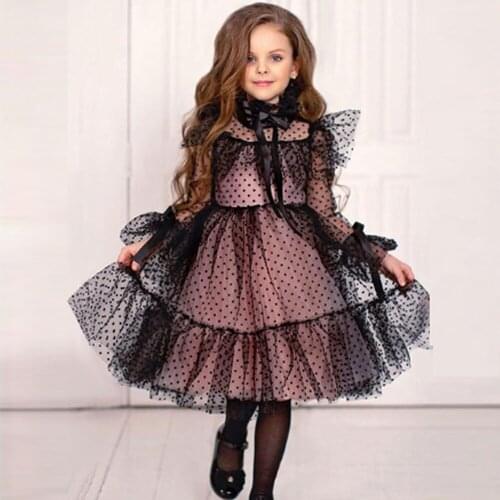 Abaowedding Sweet Sheer Tulle Lace Flower Girl Dress High Neck Wedding Party Ribbons Glitz Pageant Dress First Communion