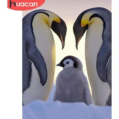 HUACAN 5d Diamond Painting Penguin Family Full Drill Embroidery Mosaic Animal Cross Stitch Wall Decor