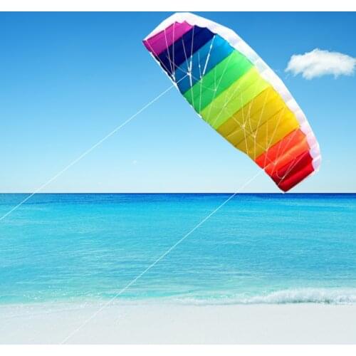 Free shipping 1.4m dual line parafoil kite flying tools line power braid sailing kitesurf rainbow outdoor toys sports beach
