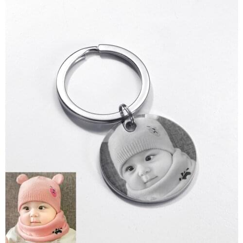 Hot Baby Keychain Engraving Name Date Of Birth Personalized Photo For Newborns Babyt Customized Key Chain 2020