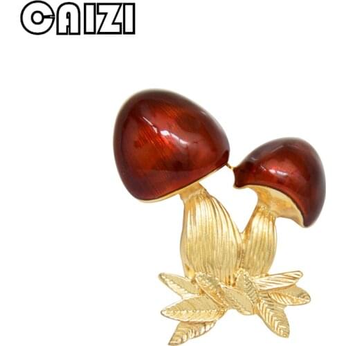 CAIZI New Cute Mushroom Brooch Pin For Women Vivid Brooches Enamel Pin Wedding Jewelry Clothes Hats Accessories Broche Gifts