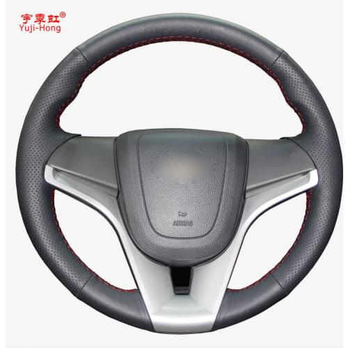 Yuji-Hong Artificial Leather Car Steering Wheel Covers Case for Chevrolet Cruze 2009-2015 Trax Tracker Aveo Hand-stitched Cover
