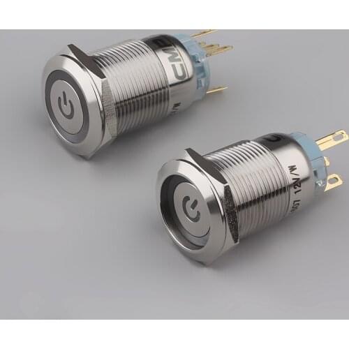 CMP Dia 19mm Stainless Steel Led Power Light Illuminated Push, Lock Button Switch