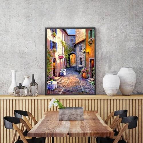 European Architecture Diamond Painting Cross Stitch Diy 5D Full Square Diamond Wall Sticker Decoration Street Art Embroidery