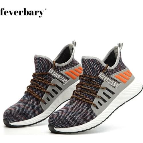 Feverbary Indestructible Shoes Men Safety Work Shoes with Steel Toe Cap Puncture-Proof Boots Lightweight Breathable