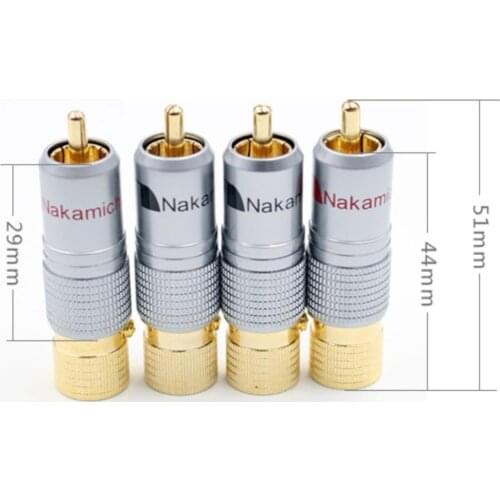 Hifi 8pcs 10mm Gold Plated RCA Plug Locking Non Solder Coaxial Connector Socket Adapter factory High Quality