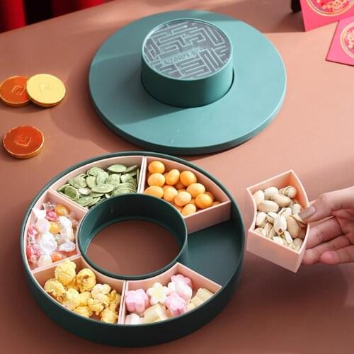 7 Compartments Fruit Snacks Candy Dessert Tray Storage Container Package Box With Lids Storage Organizer For New Year
