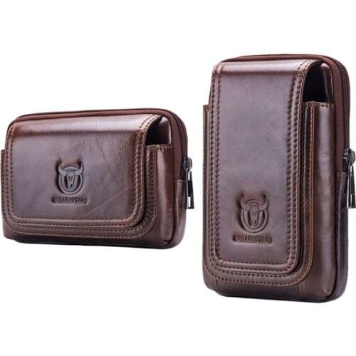 BULLCAPTAIN Male Purse Leisure Sling Bag Small Pocket New Men Waist Bag & Leather Cigarette Pure WAIST Bag