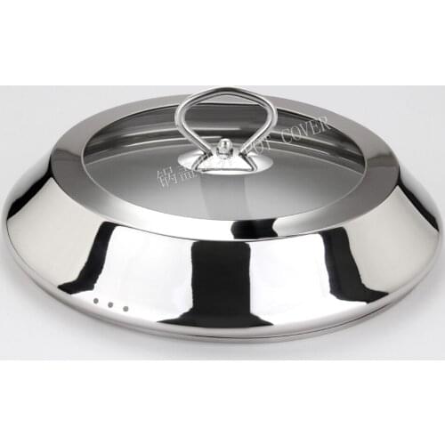 Stainless steel general transparent glass flat bottom frying pan lid household vertical oil proofing skillet wok pot cover