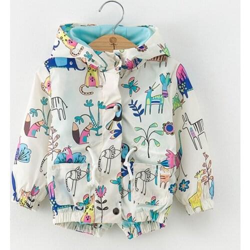 Jacket for boy Long Sleeve Hooded Spring Autumn Outerwear Cartoon Graffiti Coats Baby Girls Children clothing