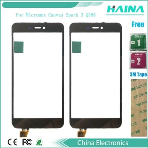 3M Tape mobile Phone Replacement Parts For Micromax Canvas Spark 3 Q385 Touch Screen Digitizer Glass Panel With Tracking Number