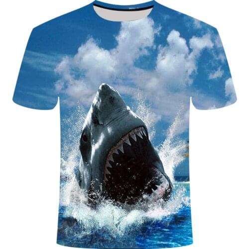 Fashion 3D Printed T Shirt Shark Streetwear Fashion Popular Casual Cool Creative Summer Harajuku Men Short Sleeve Sweatshirt