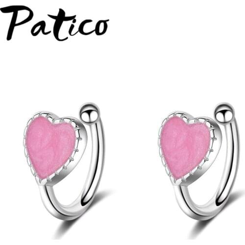 Fashion Romantic Style Pink Heart Hoop Earrings For Women Wedding Engagement 925 Sterling Silver Party Jewelry Gifts