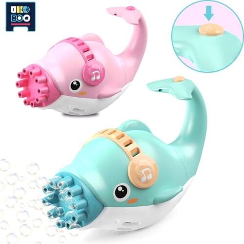 Cartoon Bubble Machine Dolphin Bubble Gun 10 Holes Blowing Automatic Soap For Kid Summer Outdoor Games Garden Children Toys Gift