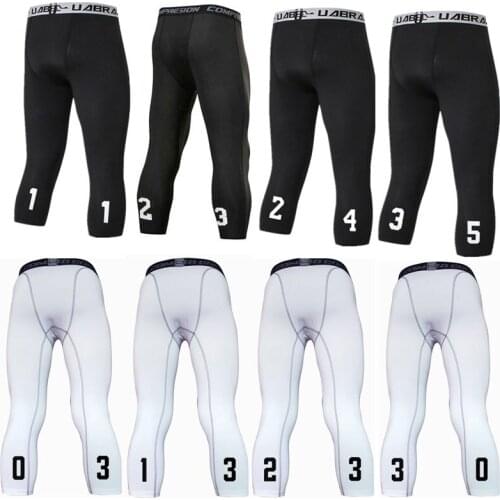 Men Sporting Gymming QUICK-DRY Workout Compress Capri Cropped Legging Bodybuilding Runs Slim Fitness Yogaing Shapers Pants 1023