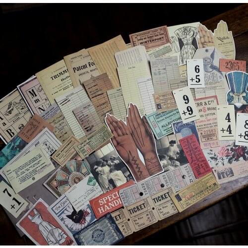 Retro library sticker mixed frame decoration illustration plant illustration of sulfuric acid paper stickers D019