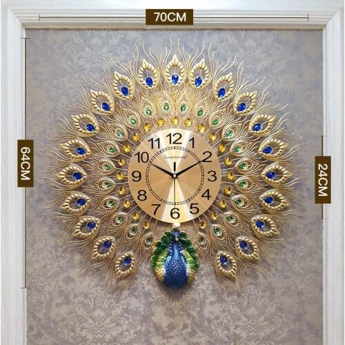 Peacock wall clock living room individual creativity fashion household watch modern simple quartz clock European mute clock