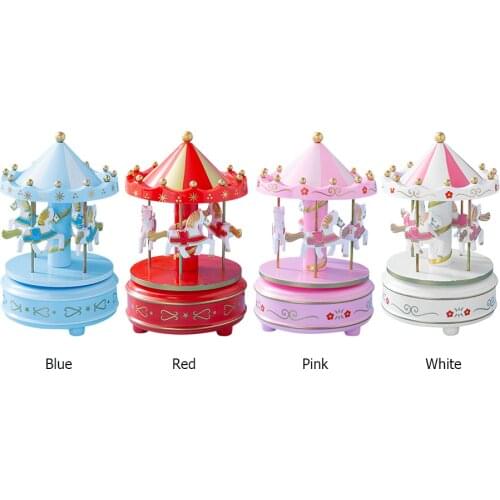 New Carousel Music Box Exquisite Wedding Home Cake Decoration Carousel Music Box Crafts Childrens Trojan Toys