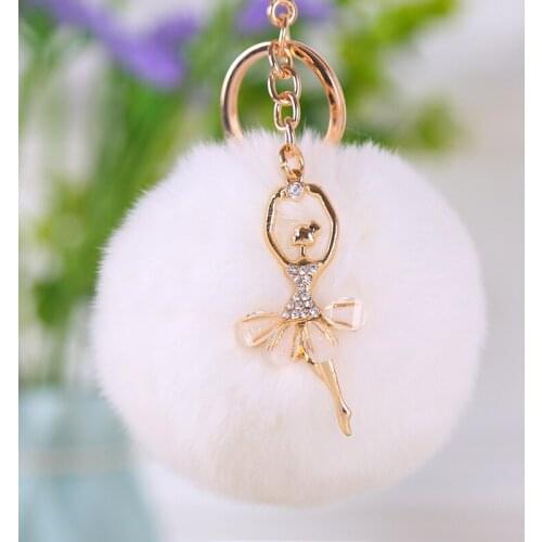 New style multiple keychain pendant materials diy fur pom poms natural fur bag accessories