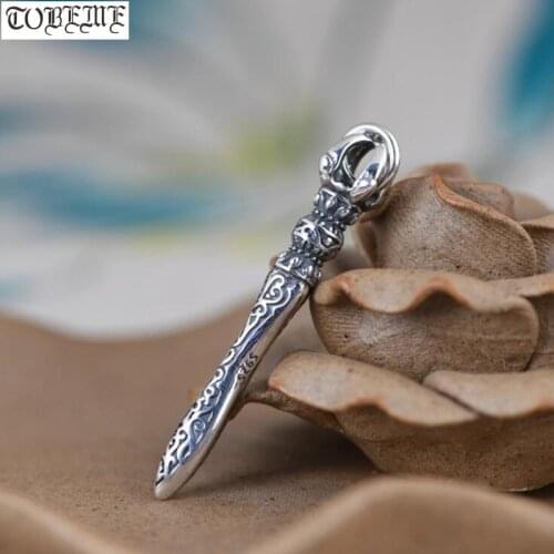 100% 925 Silver Tibetan Dorje Pendant 925 Sterling Buddhist Dorje Pendant Solid Silver Tibetan Good Luck Amulet Pendant
