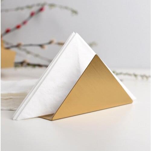 Northern European Ins Golden Triangle Stainless Steel Toilet Paper Holder Western Restaurant Cafe Hotel DiningTable Metal Napkin