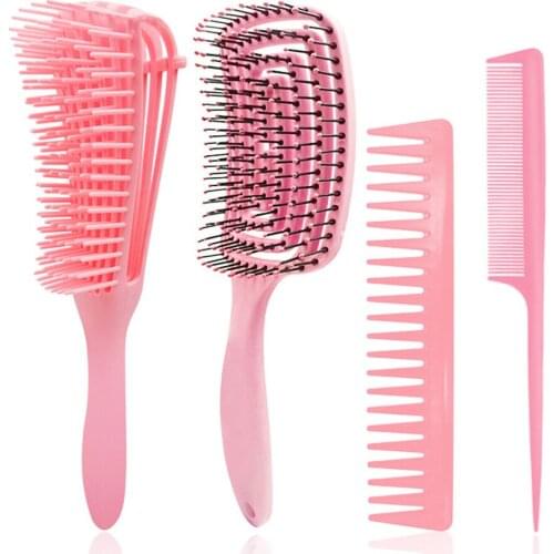 1Set Detangling Anti-Static Hair Brush Hair Comb Set Detangler Hair Brush for Curly Hair Barber Accessories Hair Styling Tools