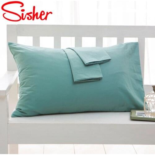 Sisher Pillowcase Solid Color Cotton Hotel Pillowcases Bedding Pillow Cover 9Color 40x60 cm/66x66 cm/50x70 cm/50x75 cm/51x66 cm
